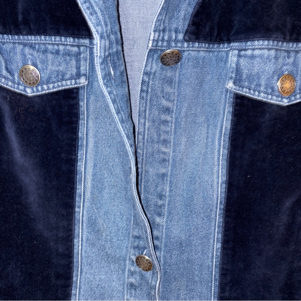 Women's Stonebridge Blue Denim & Velvet Vest 1X READ! - Picture 4 of 8